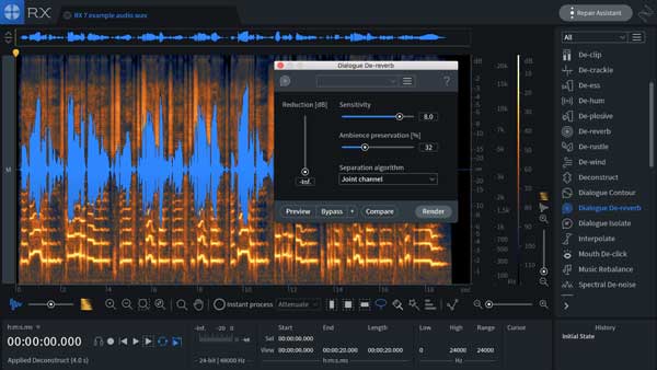 An image of iZotope's RX 7 Advanced VST plugin.