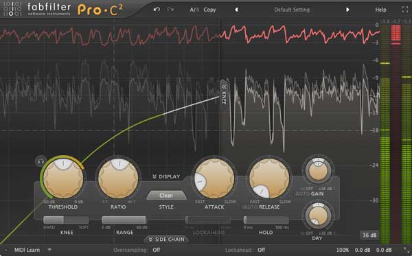 An image of FabFilter's Pro-C 2 VST plugin.