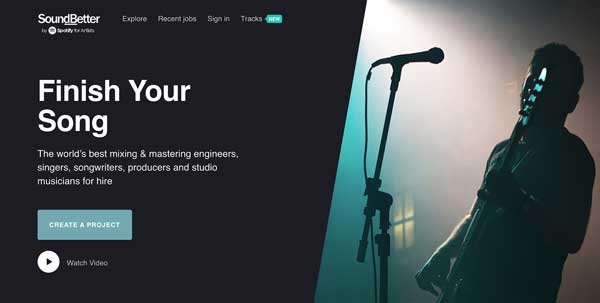 An image of SoundBetter's homepage.