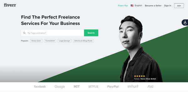 An image of Fiverr's homepage.