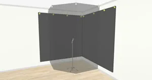 A 3D rendered DIY vocal booth.