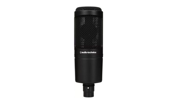 An image of an Audio-Technica AT2020 microphone.