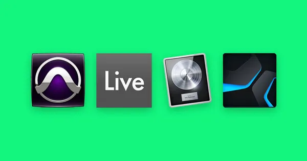 An image of the Pro Tools, Ableton Live, Logic Pro, and Studio One icons.