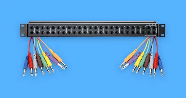 A patch bay and patch cables.