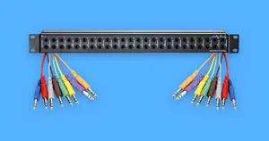 A patch bay and patch cables.