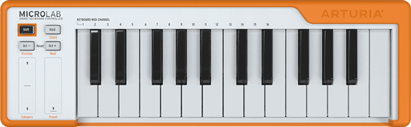 An image of the MicroLab MIDI keyboard.