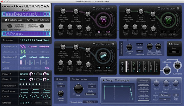 An image of Novation's UltraNova Editor.