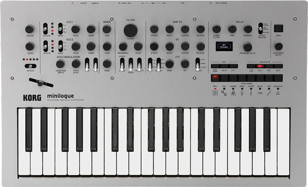 An image of the Korg Minilogue 4-Voice Analog Synthesizer.