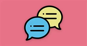 An image of two chat bubbles.