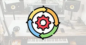 An image of a cog with arrows circling it.