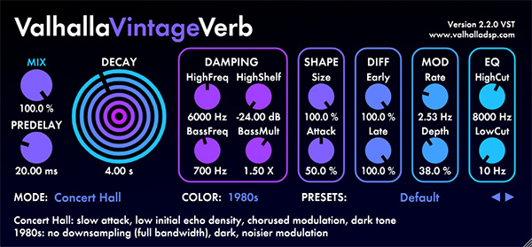 Valhalla's VintageVerb.