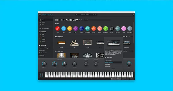 An image of Arturia's Analog Lab software.