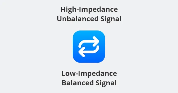 An image of a high-impedance unbalanced signal converted into a low-impedance balanced signal.