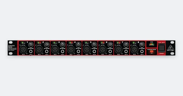 An image of a Behringer ADA8200 microphone preamp.