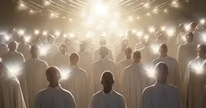 An image of multiple choir members singing in unison.