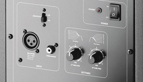 An image of the shelving controls on the rear of Focal's Alpha 65.