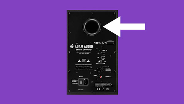 An image of the bass port on the rear of ADAM Audio's T7V.