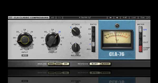 An image of Waves' CLA-76 compressor/limiter plugin.