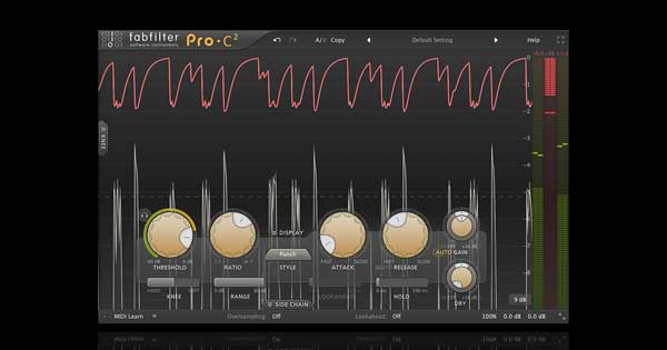 An image of FabFilter's Pro-C 2 compressor plugin.