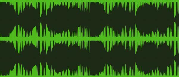 A picture of a stereo audio file's left and right channels displayed in Ableton. The right channel is displayed on the bottom, and the left channel is displayed on top.