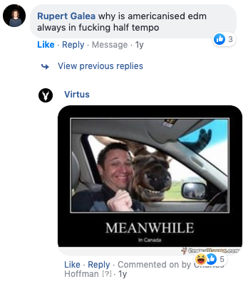 A picture of a comment on the Facebook video for Virtus - Dark Prince Rising.