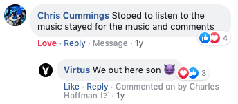 A picture of a comment on the Facebook video for Virtus - Dark Prince Rising.