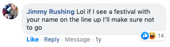 A picture of a comment on the Facebook video for Virtus - Dark Prince Rising.
