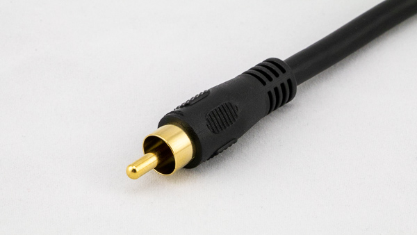 An image of a digital coaxial cable with an RCA connector.