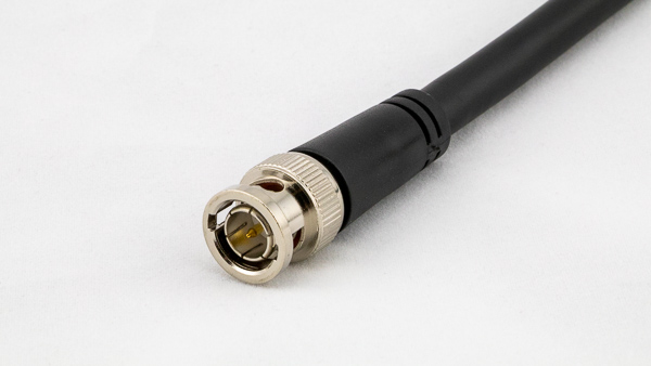 An image of a digital coaxial cable with a male BNC connector.